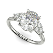 Brisa Oval Cut Pave Cluster 4 Prong Engagement Ring Setting - Nivetta